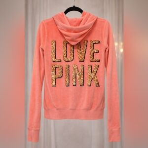 Victoria’s Secret PINK Coral Zip Hoodie + FREE Tote Bag | XS